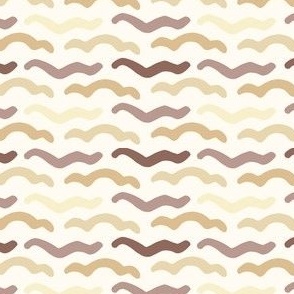 Playful abstract waves in rows and on creme background	