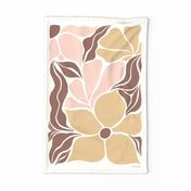 Flower Heads Tea Towel - beige, dusty pink, brown