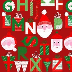 Christmas Alphabet pattern in red