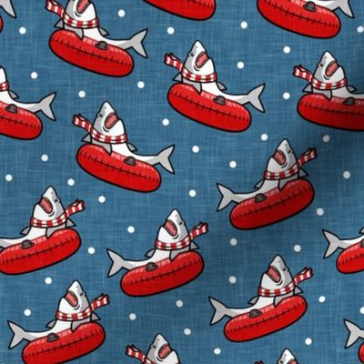 snow tubing sharks - winter shark w/ polka - blue/red - LAD22