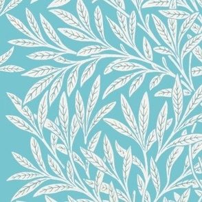 William Morris Modified Willow Teal Leaves Striped