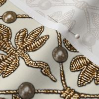 Elizabeth I. Phoenix Portrait Fabric- Cream/Gold - With Pearls