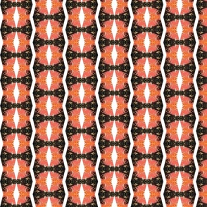 coral and black dots hourglass pattern