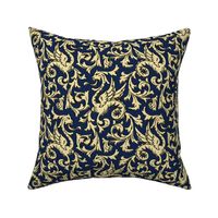 Here There Be Dragons ~ Navy & Gold