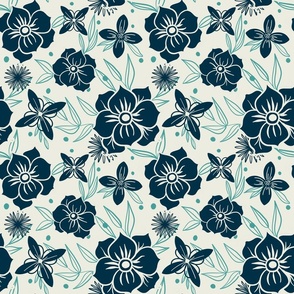 Modern Florals - Blue and White (small)
