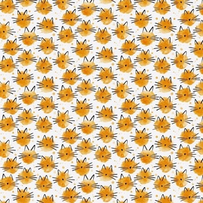 micro scale cat - ellie cat marigold - watercolor drops cat - cute cat fabric and wallpaper