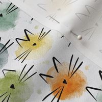 micro scale cat - ellie cat vintage - watercolor drops cat - cute cat fabric and wallpaper