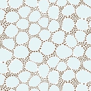 Light Blue and brown spot and dot pebble pattern