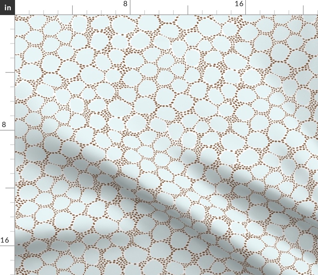 Light Blue and brown spot and dot pebble pattern