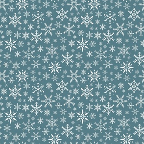 Winter Snow Flakes in Teal (smaller scale)