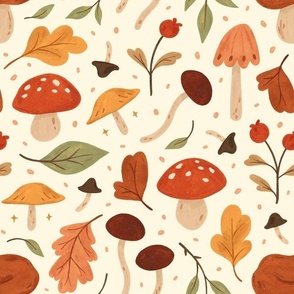 Mushrooms and Leaves