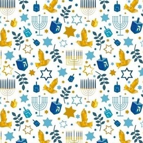Small Scale Happy Hanukkah Winter Holidays on White