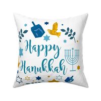 18x18 Panel Happy Hanukkah Winter Holidays for Throw Pillow or Cushion