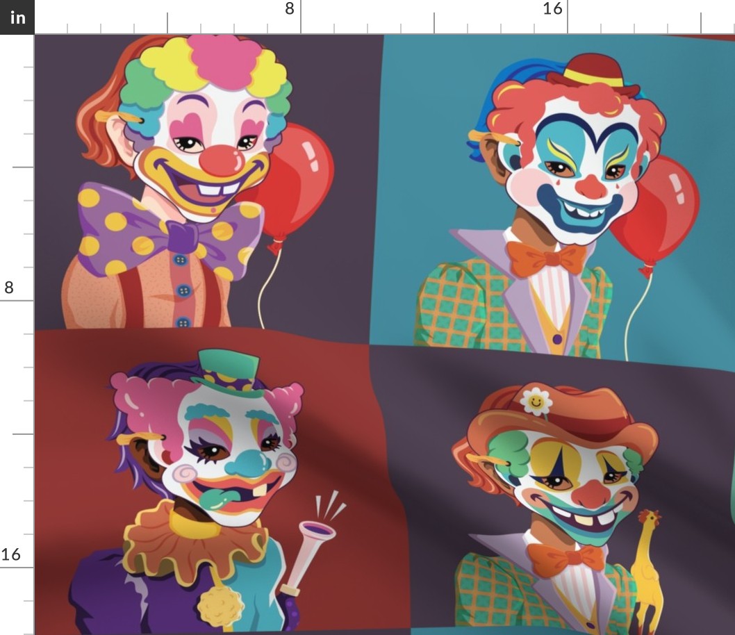 Clown Masks 10-inch squares