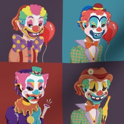 Clown Masks 4-inch squares