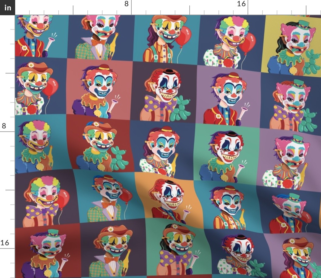 Clown Masks 4-inch squares