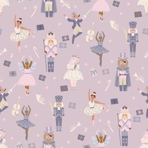 MINI  pastel purple nutcracker fabric - girls nutcrackers christmas ballet fabric