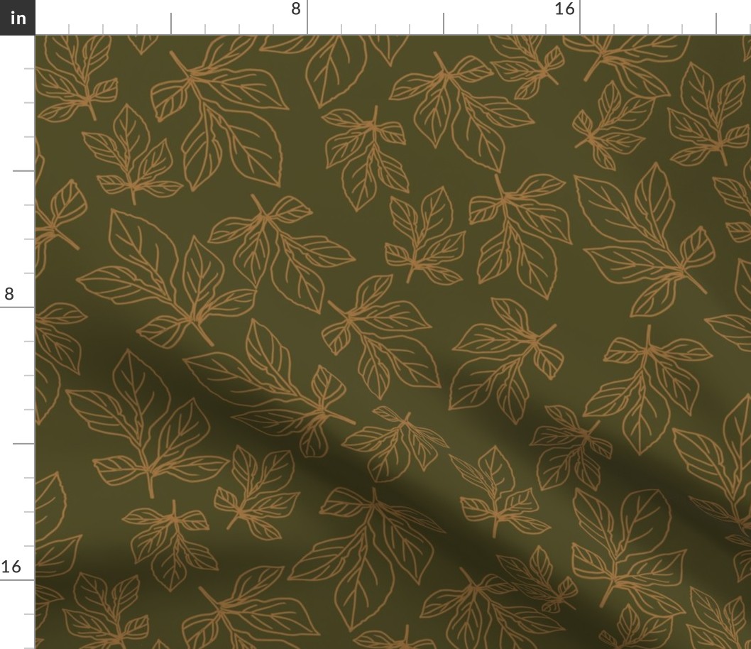 Peony Leaves Olive  Background