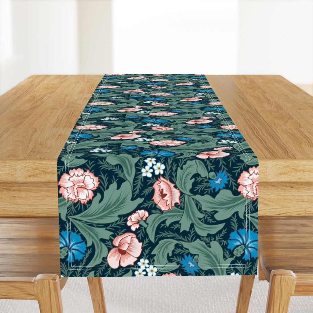 Victorian Melody- Garden Florals- Midnight Blue- Regular Scale