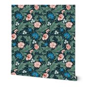 Victorian Melody- Garden Florals- Midnight Blue- Regular Scale