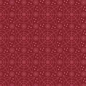 Red Flowers from April Showers, deep red floral mandala repeat