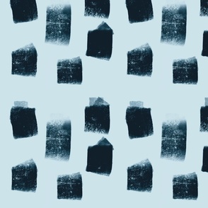 Abstract blocks of blue, dark and light blue geometric