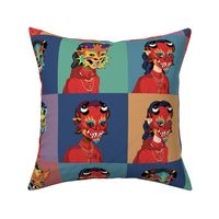 Dancing Devil Masks 6-inch squares