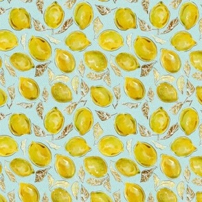 Golden Lemons on Blue (Small Scale)