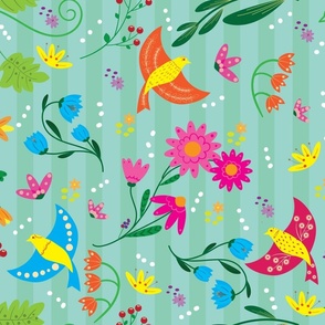 birdy floral pattern