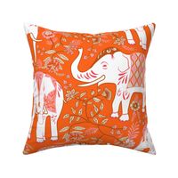 Festive Elephants- Pink and Orange- Large Scale