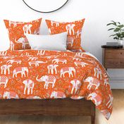 Festive Elephants- Pink and Orange- Large Scale