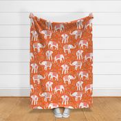 Festive Elephants- Pink and Orange- Large Scale