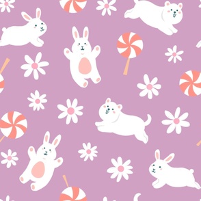 bunny and puppy_lavender