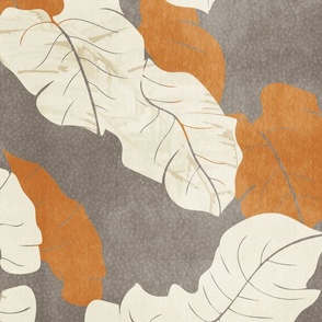 tropical abstract palm leaf foliage - warm grey and golden