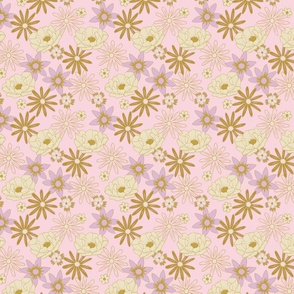 Flower Power 70s floral on pink