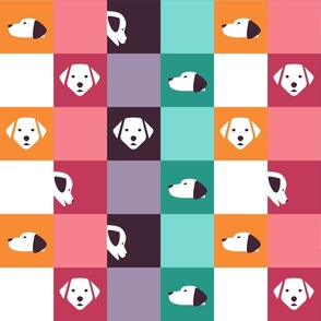 Woof City Checks- Color Block Bauhaus Dogs- Colorful