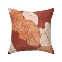 tropical abstract palm leaf foliage - terracotta tan dark