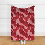 tropical abstract palm leaf foliage - pink and rusty red