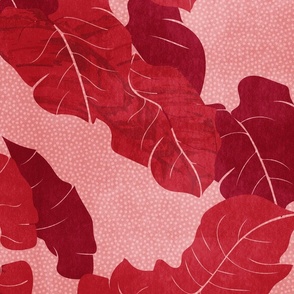 tropical abstract palm leaf foliage - pink and rusty red
