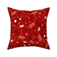 Cheeky Valentine- Heart Flowers- Poppy Red- Large Scale