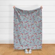 Cheeky Valentine- Heart Flowers- Linen Baby Blue- Large Scale