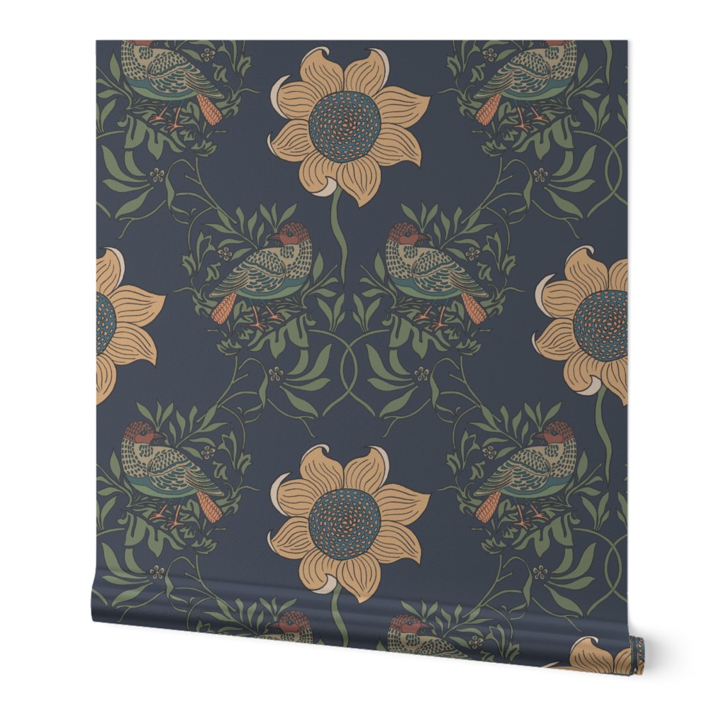 Victorian Floral Navy Large Scale