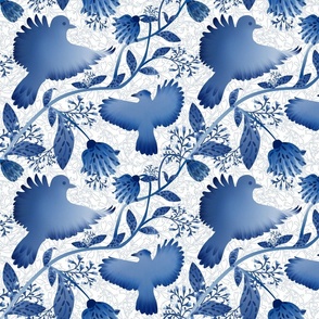 BLUE FLOWERED BIRDS