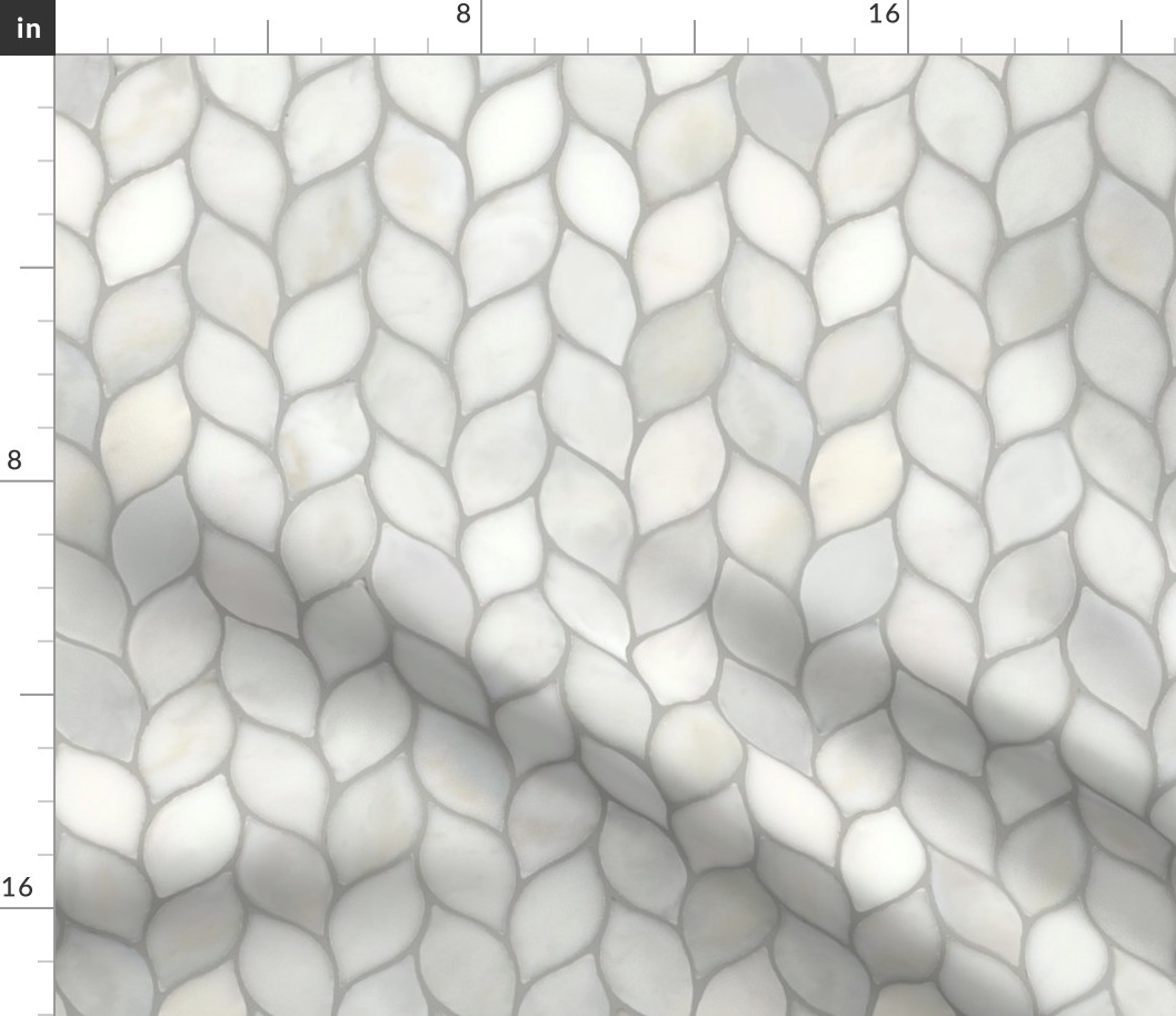 White Tile Leaves wallpaper medium size  24 x 24 inch pattern