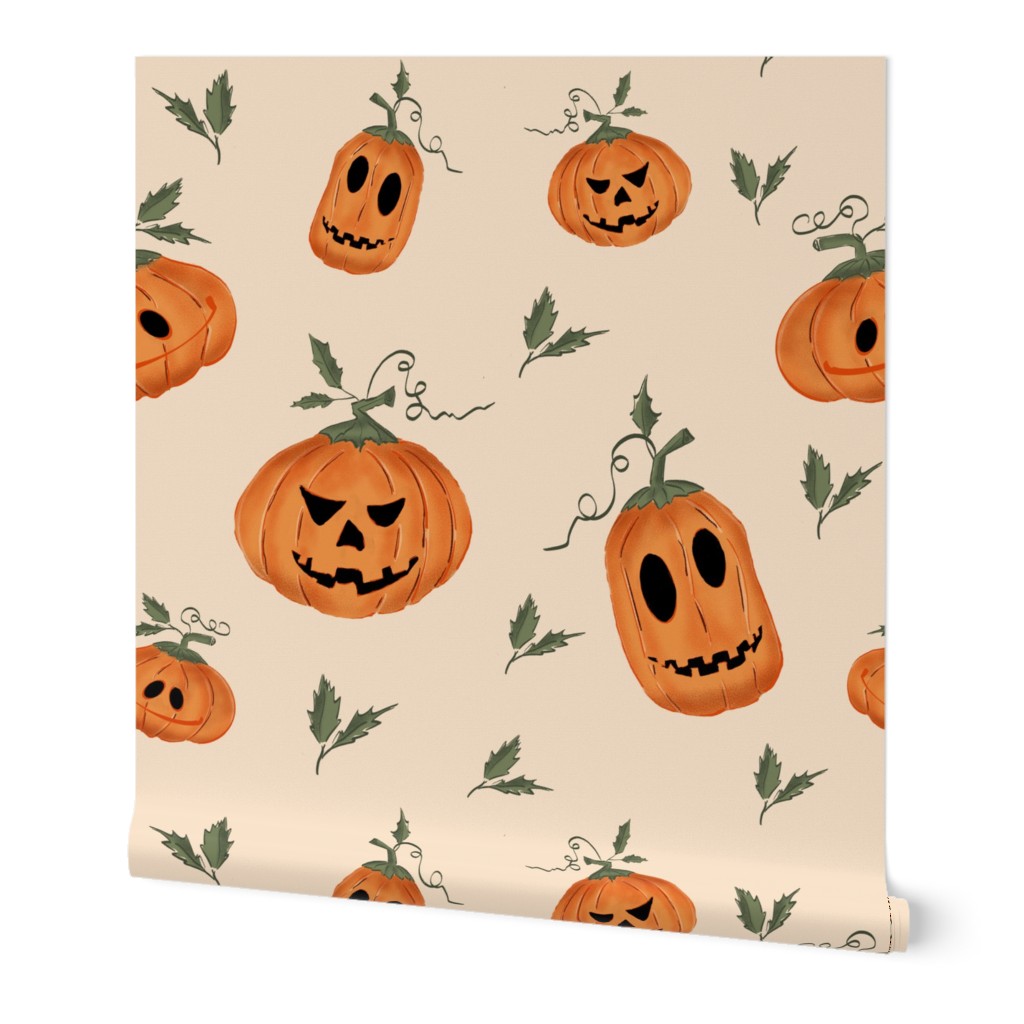 Happy Halloween on beige - large scale