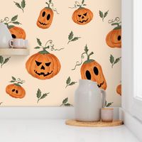 Happy Halloween on beige - large scale