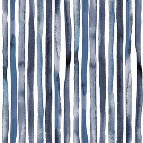 Watercolor Stripes Blue Vertical Rotated