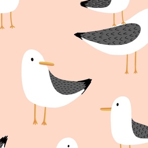 Seagulls - Pink - Large Scale 