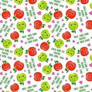 Small Scale You Are The Apple Of My Eye Red and Green Kawaii Face Apples