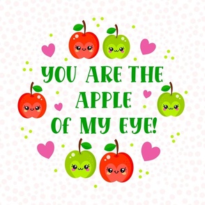 18x18 Panel You Are the Apple Of My Eye Kawaii Face Fruit for Throw Pillow or Cushion Cover